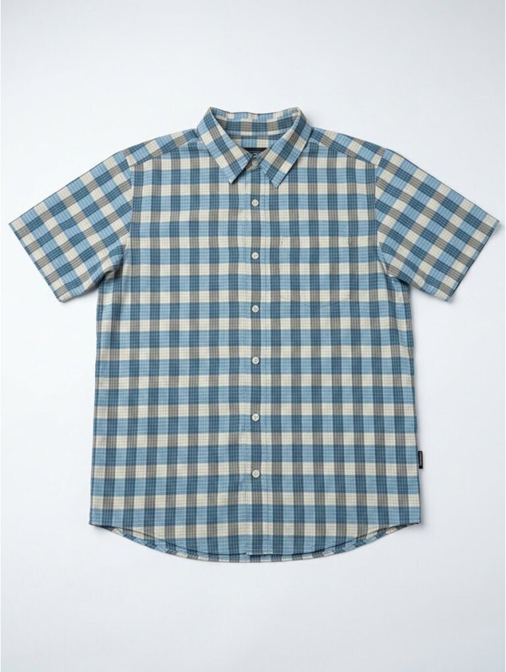 Patagonia Men’s Small Organic Cotton Plaid Short Sleeve Button Up Shirt Blue